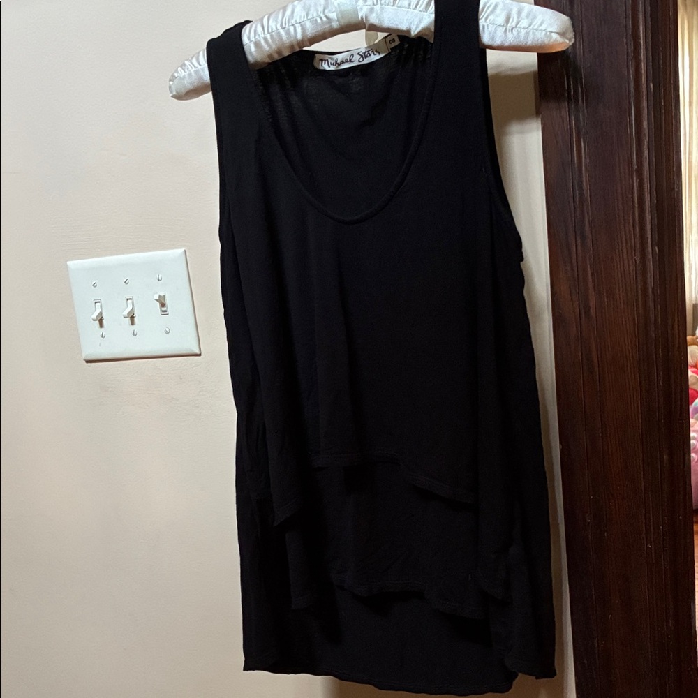Michael Stars Black Layered Scoop Tank
